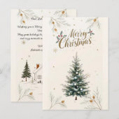 Sapin de Noël élégant et carte "Joyeux Noël". (Devant / Derrière)