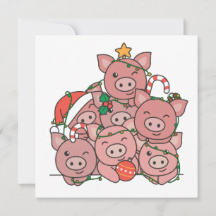 Sapin de Noël en cochons Invitation de Noël d'anim