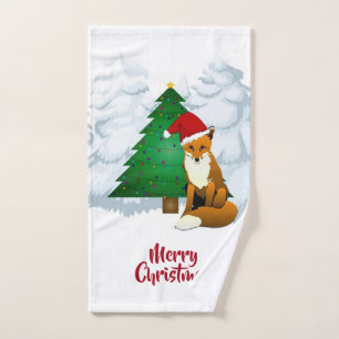 Sapin de Noël et Renard Père Noël - Serviette de m