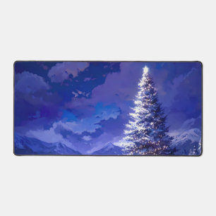 Sapin de Noël lumineux paysage de montagne enneigé