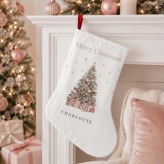 Sapin de Noël Moderne Rose Personnalisé Chaussette