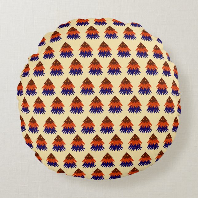 Sapin de Noël multicolore - Coussin rond (Devant)