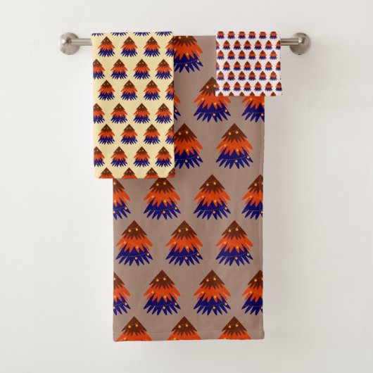 Sapin de Noël multicolore - Ensemble de serviettes (En situation)