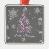 Sapin de Noël rose et ornement de flocons de neige (Devant)