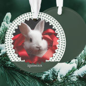 Sapin de Noël ruban rouge lapin blanc
