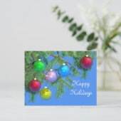 Sapin de Noël sur carte postale bleue (Debout devant)