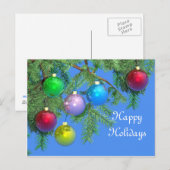 Sapin de Noël sur carte postale bleue (Devant / Derrière)