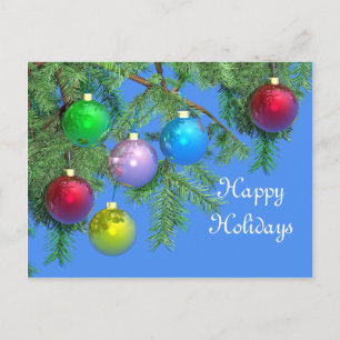 Sapin de Noël sur carte postale bleue
