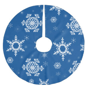 Sapin En Polyester Brossé Jupon de l'arbre bleu aux flocons de neige blancs