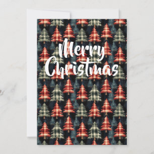 Sapins de Noël à carreaux sur carte de Noël noire