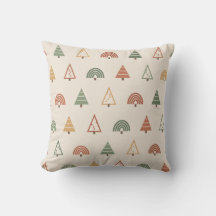 Sapins de Noël Boho Coussin de Jeté en Terracotta