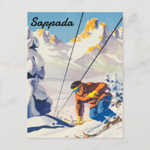 Sappada, Man op een skispoor, Italië Briefkaart