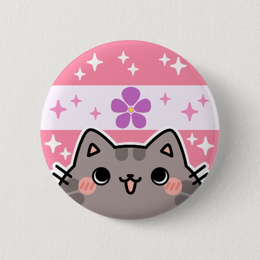 Sapphic LGBT Pride Flag Cat Button (Voorkant)
