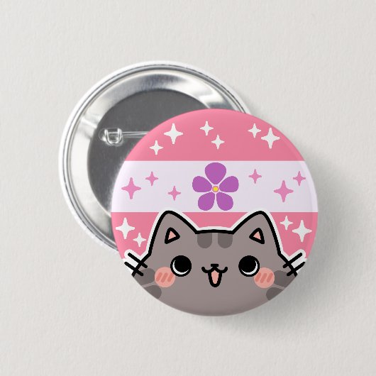 Sapphic LGBT Pride Flag Cat Button (Voorkant /achterkant)
