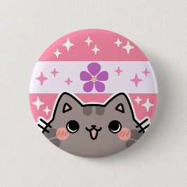 Sapphic LGBT Pride Flag Cat Button
