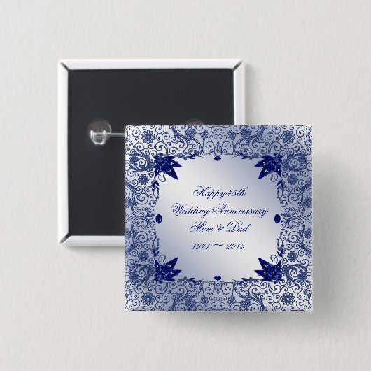 Sapphire 45th Wedding Jubileum Button (Voorkant /achterkant)