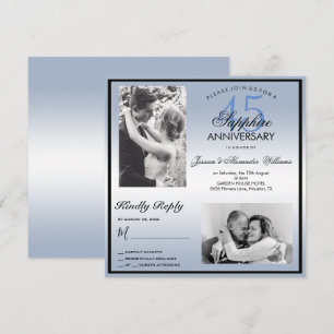 Sapphire 45th Wedding Jubileum Dubbele Foto Kaart