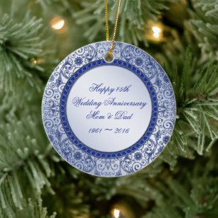 Sapphire 45th Wedding Jubileum Round Ornament