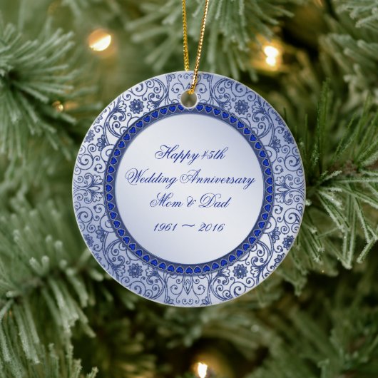 Sapphire 45th Wedding Jubileum Round Ornament (Boom)