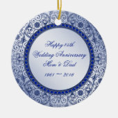 Sapphire 45th Wedding Jubileum Round Ornament (Voorkant)