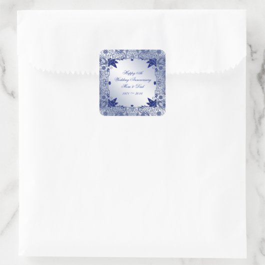 Sapphire 45th Wedding Jubileum Square Sticker (Tas)