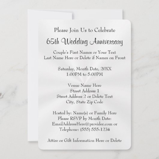 Sapphire 65e anniversaire Mariage Invitations (Dos)