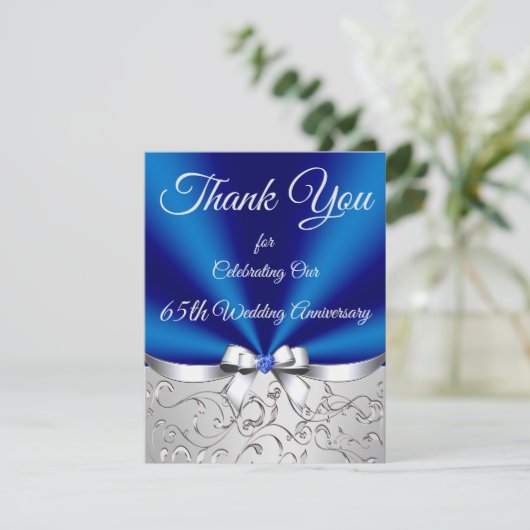 Sapphire 65e bruiloft Jubileum dank u kaarten (Staand voorkant)