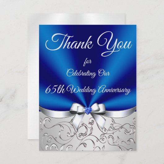 Sapphire 65e bruiloft Jubileum dank u kaarten (Voorkant / Achterkant)