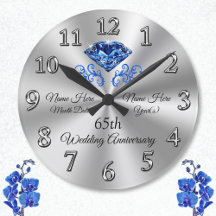 Sapphire 65th Wedding Jubileum Gift Ideas Clock
