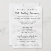 Sapphire 65th Wedding Jubileum Invitations Kaart (Achterkant)