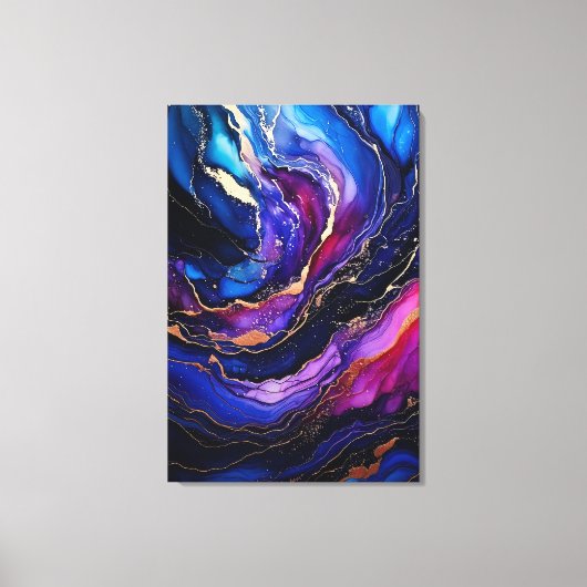 Sapphire Amethyst Ink Stretched Canvas Afdruk (Voorkant)