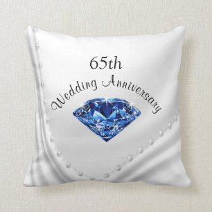 Sapphire and Pearls 65th Jubileum Gifts Pillow Kussen