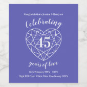 Sapphire anniversaire 45 ans d'amour vin étiquette (Étiquettes simples)