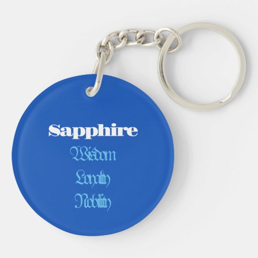 Sapphire Birthstone - September Acryl Sleutelhange Sleutelhanger (Achterkant)
