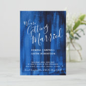 Sapphire bleu art moderne invitations de mariage (Debout devant)