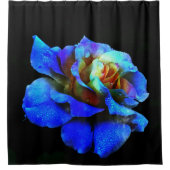 Sapphire bleu et or Rainbow Rose rideau de douche (Devant)