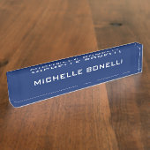Sapphire Bleu Minimaliste Plaque Lisible Moderne (Taille)