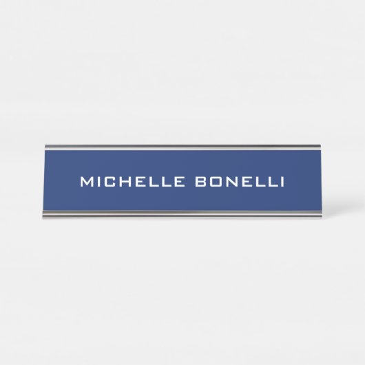 Sapphire Bleu Minimaliste Plaque Lisible Moderne (Devant)