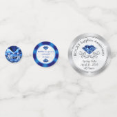 Sapphire bleu personnalisable, Confetti table arge (Devant)