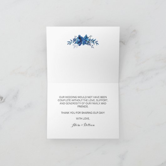 Sapphire Bleu Serenity Carte de remerciements plié (Intérieur)