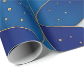 Sapphire Bloom & Gold Folie Gift Wrap Cadeaupapier (Rol Hoek)