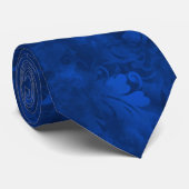Sapphire Blue Abstract Feather Pattern Stropdas (Opgerold)