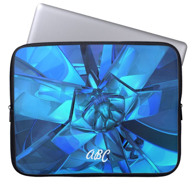 Sapphire Blue Abstract laptophoes Laptop Sleeve (Voorkant)