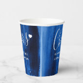 Sapphire blue abstracte art bruiloft papieren bekers (Rechts)