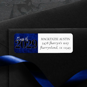 Sapphire Blue Afstuderen Adres kobalt Grunge Etiket