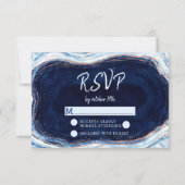 Sapphire Blue Agate Geode Wedding Réponse RSVP (Devant)