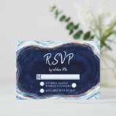 Sapphire Blue Agate Geode Wedding Réponse RSVP (Debout devant)