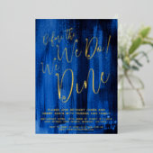 Sapphire blue art repetitie diner voor we dat doen folie uitnodiging (Staand Voorkant)