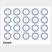 Sapphire Blue Bold Border Modern Wedding Ronde Sticker (Vel)