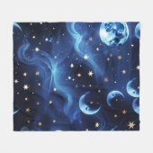 Sapphire Blue Celestial Moon Blanket – Luxury Seam Fleece Deken (Voorkant (Horizontaal))